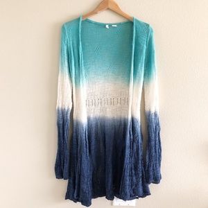 Anthropologie Moth Ombre Blue Open Knit Cardigan